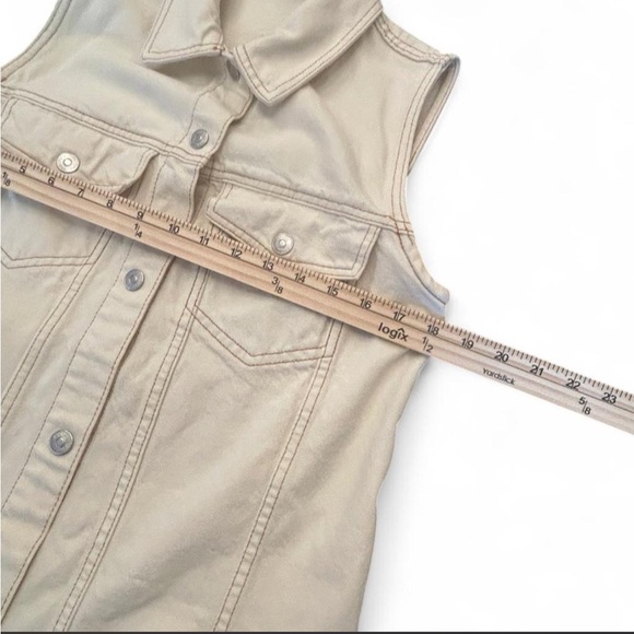 Zara Cream Denim Vest Button Down Dress | Medium - Picture 7 of 8